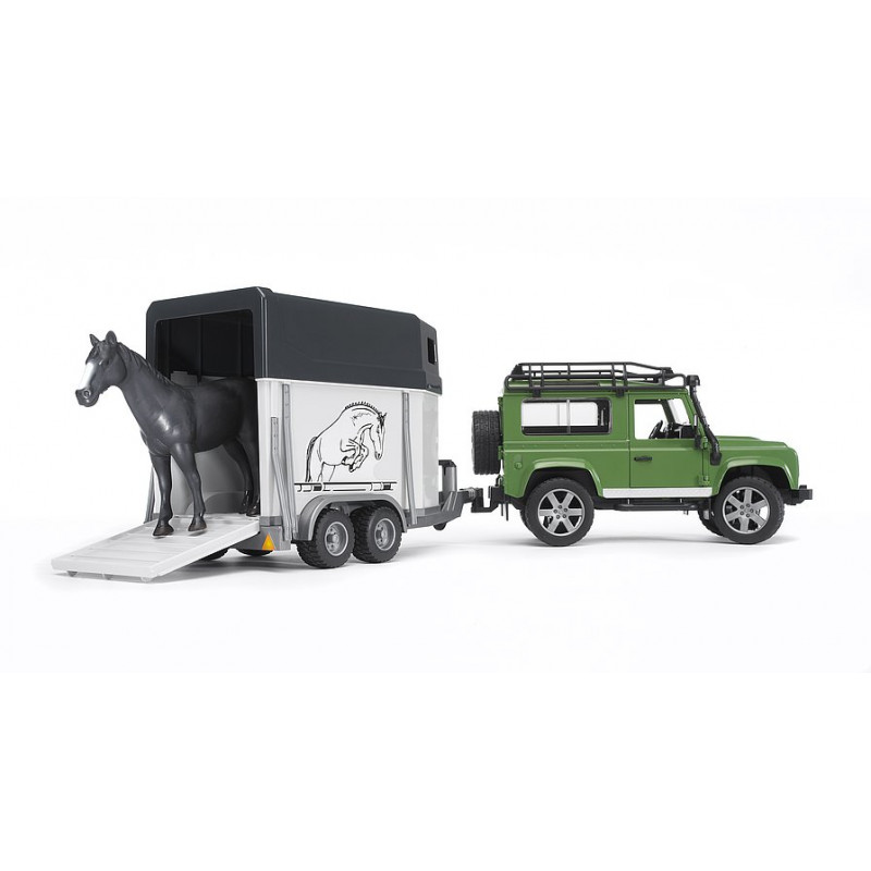 Bruder Terénní auto Land Rover Defender Station Wagon s přívěsem pro přepravu koní a koníkem 1:16 02592 10238D