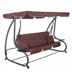 Zahradní houpačka SPRINGOS FLORIDA 4-místná, hnědá