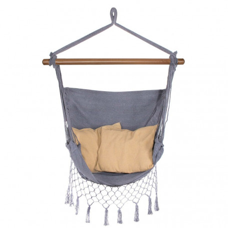 Závěsné houpací křeslo 130x100 cm, šedo-hnědé SPRINGOS BORGO II