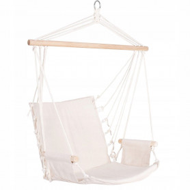 Závěsné houpací křeslo 130x90 cm, krémové SPRINGOS LUCIA