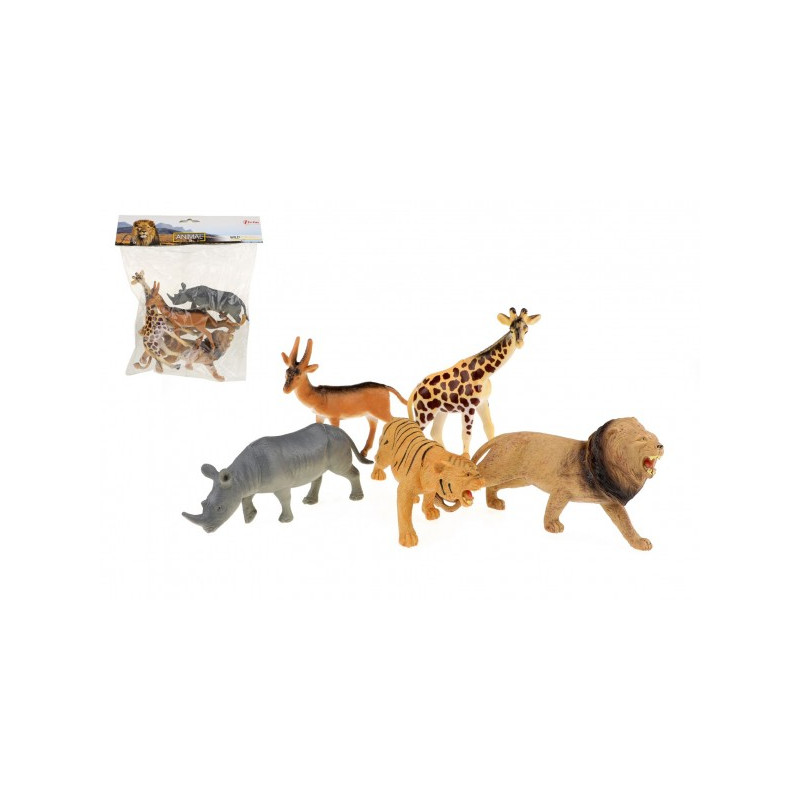 Teddies Zvířata safari plast 11-15cm 5ks v sáčku 00542437-XG