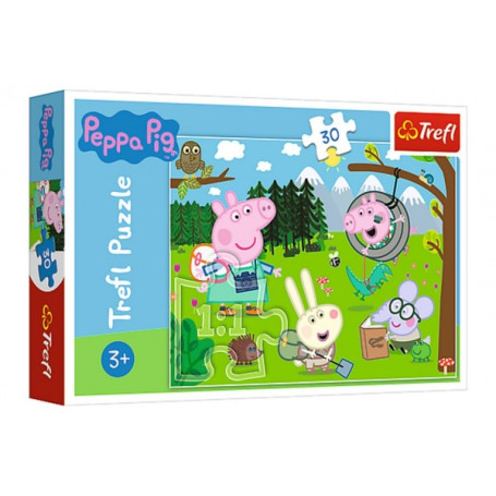 Puzzle Prasátko Peppa/Peppa Pig Výlet do lesa 27x20cm 30 dílků v krabičce 21x14x4cm