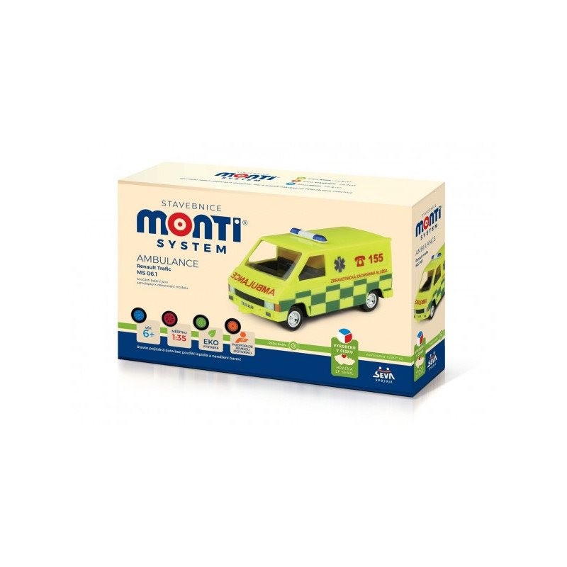 SEVA Stavebnice Monti System MS 06.1 Ambulance Renault Trafic 1:35 v krabici 22x15x6cm 40010261-XG