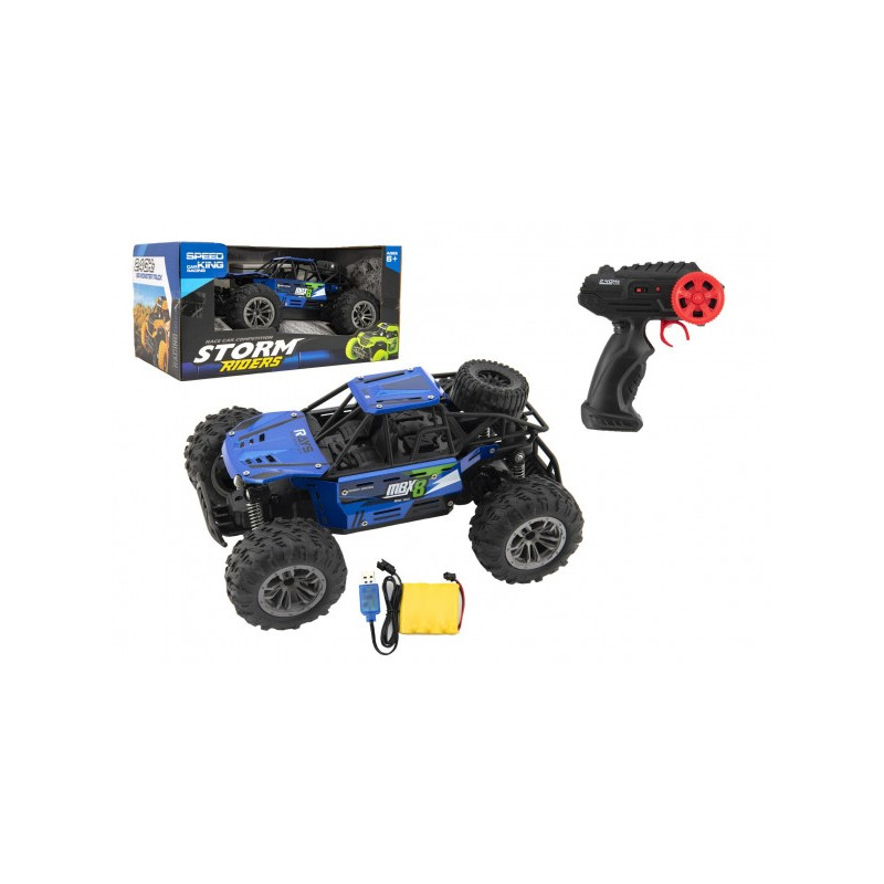 Teddies Auto RC buggy terénní modré 22cm plast 2,4GHz na baterie + dobíjecí pack v krabici 32x16x18cm 00850484-XG