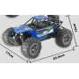 Auto RC buggy terénní modré 22cm plast 2,4GHz na baterie + dobíjecí pack v krabici 32x16x18cm