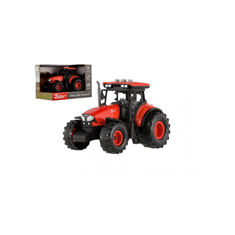 Teddies Traktor Zetor plast 9x14cm na setrvačník na bat. se světlem se zvukem v krabici 18x12x10,5cm 00850659-XG