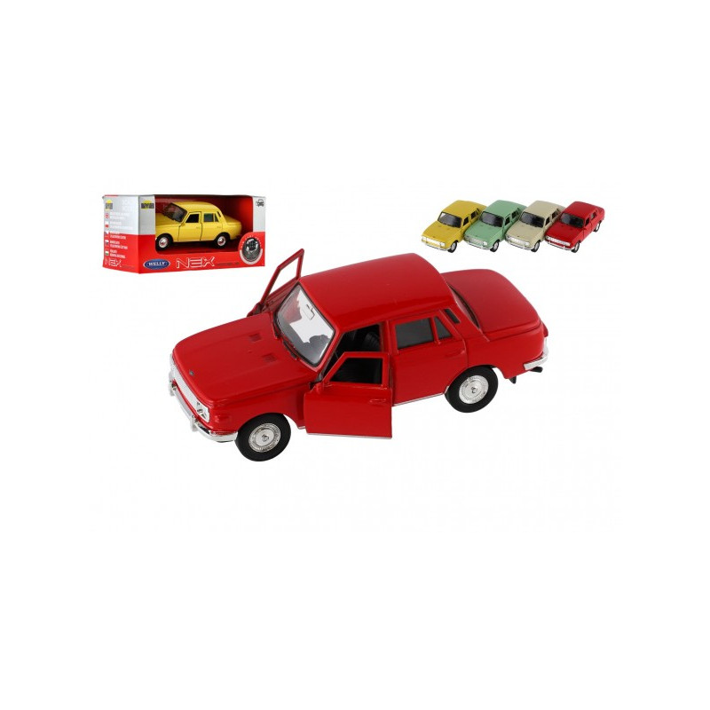Dromader Auto Welly Wartburg 353 kov/plast 12cm 4 barvy na volný chod v krabičce 15x7x6,5cm 23202475-XG