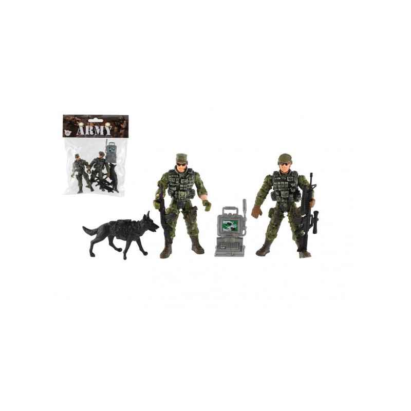Teddies Sada vojáci se psem s doplňky 6ks plast v sáčku 17x20x3cm 00850987-XG