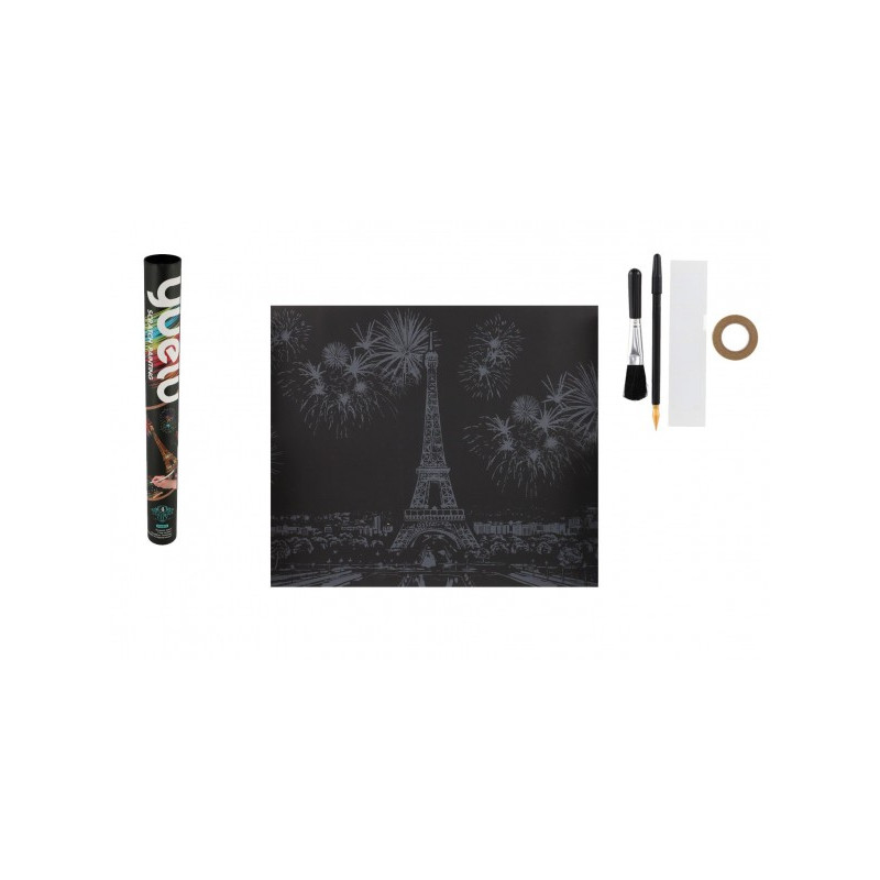 SMT Creatoys Škrabací obrázek barevný Eiffelova věž 75x52cm v tubě 6x54cm 22962260-XG