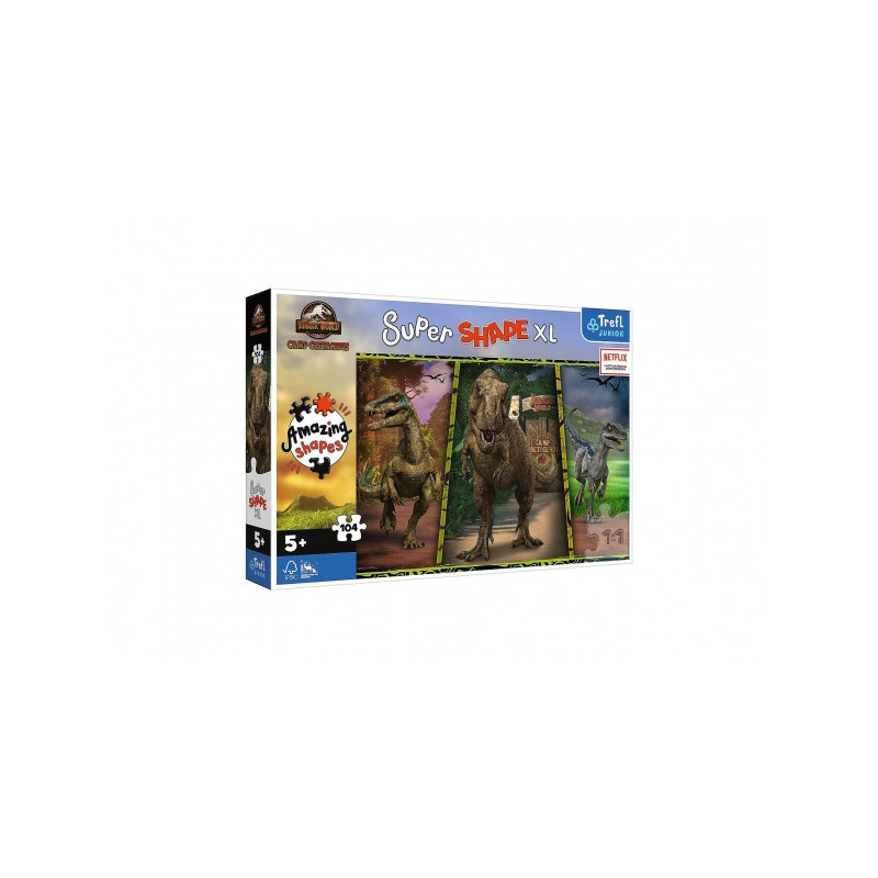 Trefl Puzzle 104 XL Super Shape Barevní dinosauři/Jurassic World 60x40cm v krabici 40x27x6cm 89050020-XG
