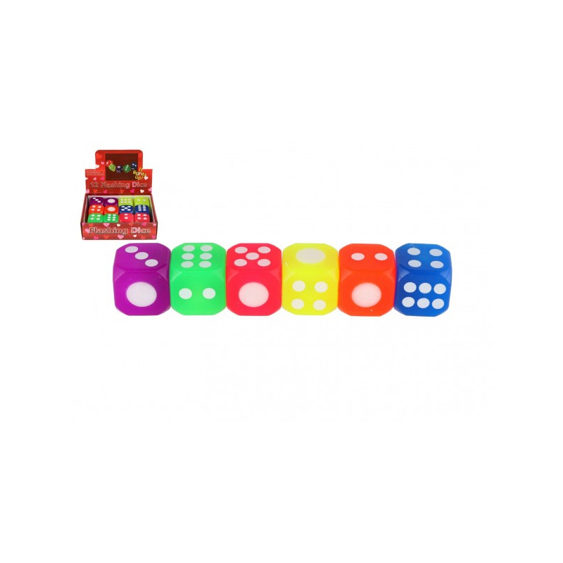 Teddies Kostka hrací svítící silikon 4x4cm 6 barev 12ks v boxu 00861246-XG
