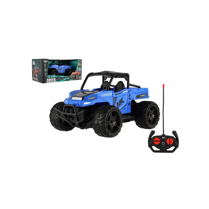 Teddies Auto RC buggy pick-up terénní modré 22cm plast 27MHz na baterie se světlem v krabici 30x14x16cm 00861265-XG