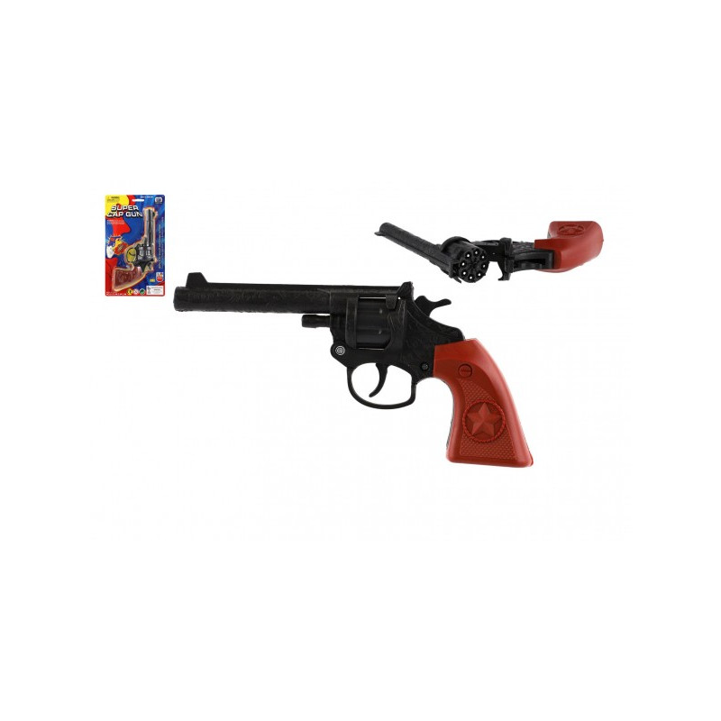 Teddies Revolver/pistole na kapsle 8 ran plast 20cm na kartě 15x25x3cm 00861315-XG
