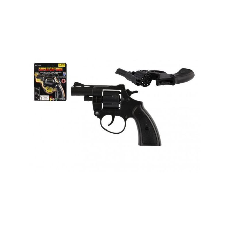 Teddies Revolver/pistole na kapsle 8 ran plast 13cm na kartě 15x18x2cm 00861316-XG