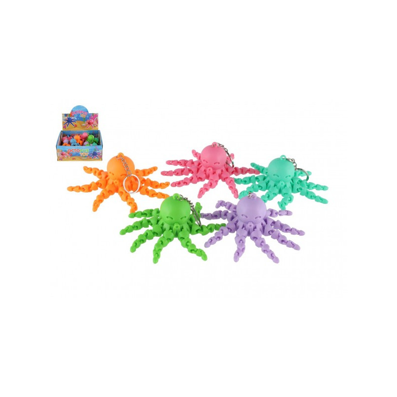 Teddies Přívěsek chobotnice plast 9cm na baterie se světlem 6 barev 24ks v boxu 00861292-XG