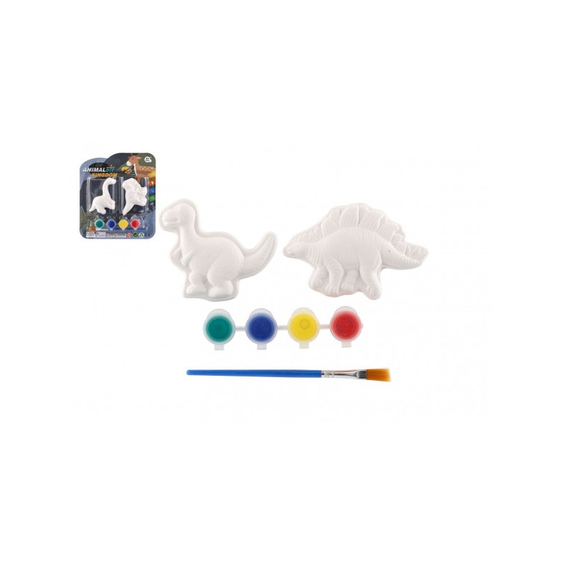 Teddies Kreativní sada malování dinosaurus sádrový s barvami se štětcem mix druhů na kartě 17x19x1,5cm 00861387-XG