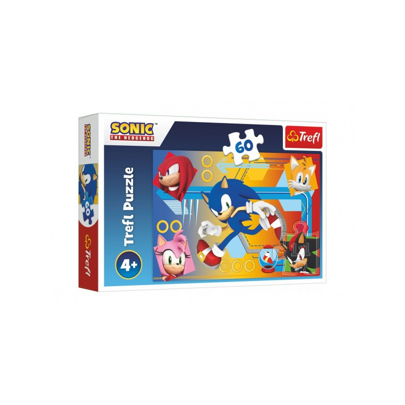 Trefl Puzzle Sonic v akci/Sonic The Hedgehog 33x22cm 60 dílků v krabici 21x14x4cm 89017387-XG