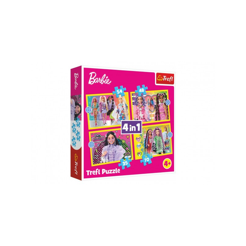 Trefl Puzzle 4v1 Šťastný svět Barbie 28,5x20,5cm v krabici 28x28x6cm 89034626-XG