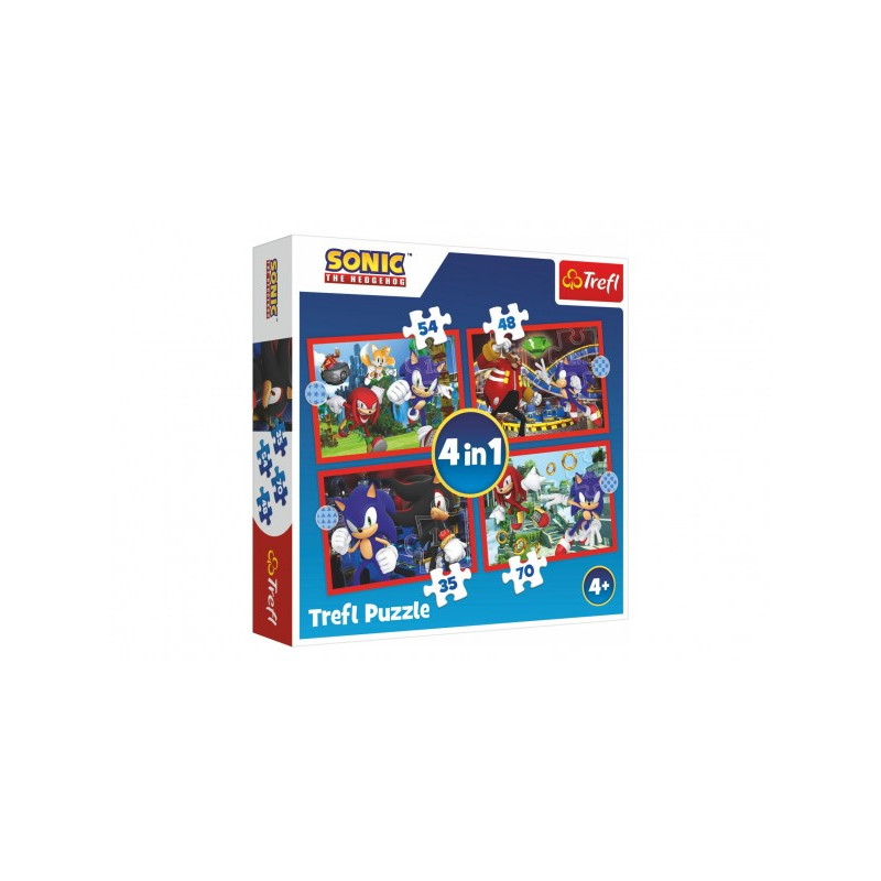 Trefl Puzzle 4v1 Sonic/Sonic The Hedgehog 28,5x20,5cm v krabici 28x28x6cm 89034625-XG