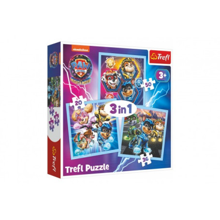 Puzzle 3v1 Mocná štěňata Tlapková patrola/Paw Patrol  20x19,5cm v krabici 28x28x6cm