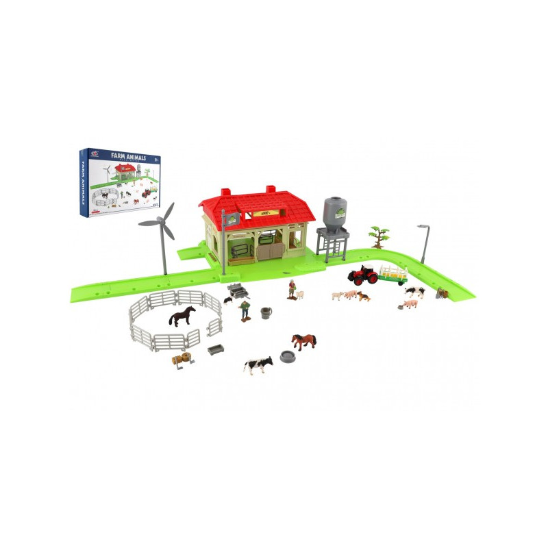 Teddies Sada domácí farma se zvířaty a traktorem plast s doplňky v krabici 48x31x9cm 00861444-XG
