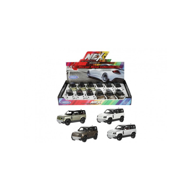 Teddies Auto Welly Land Rover 2020 Defender kov/plast 12cm 4 barvy na zpětné natažení 12ks v boxu 00542932-XG
