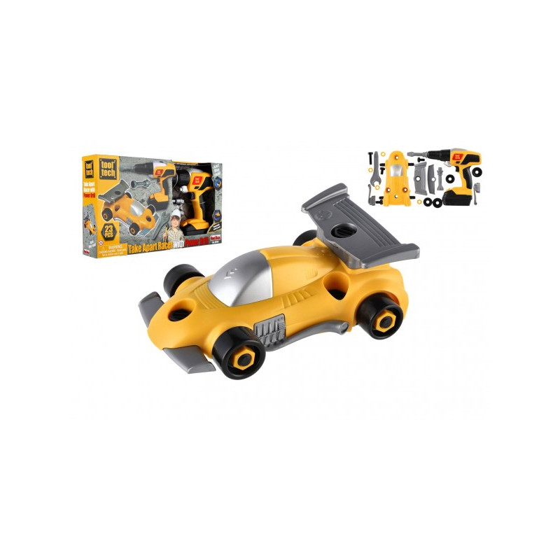 Teddies Auto závodní šroubovací plast s elektrickým šroubovákem na baterie se zvukem v krabici 38x22x6,5 00665488-XG