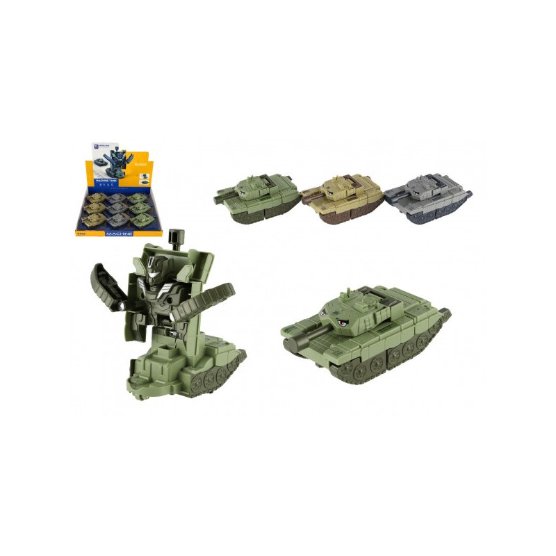 Teddies Transformer tank/robot plast 14cm na setrvačník 3 barvy 9ks v boxu 00861468-XG