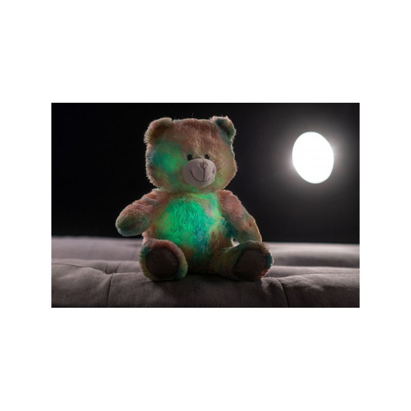 Teddies Snílek medvěd duhový plyš 40cm na baterie se světlem se zvukem v sáčku 00120020-XG