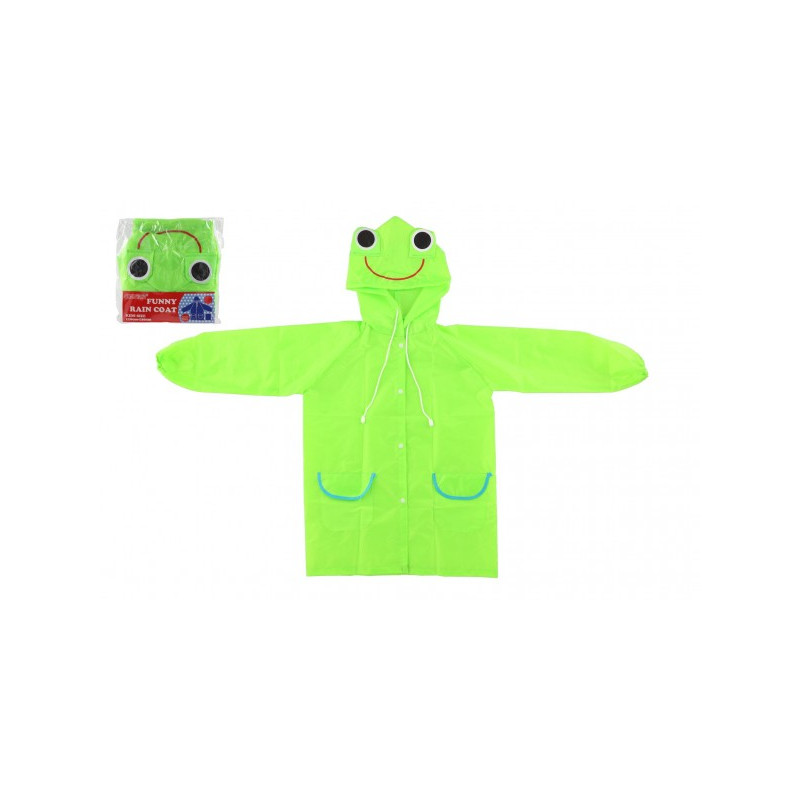 Teddies Pláštěnka dětská žába velikost 110-120cm zelená v sáčku 23x25cm 00861534-XG
