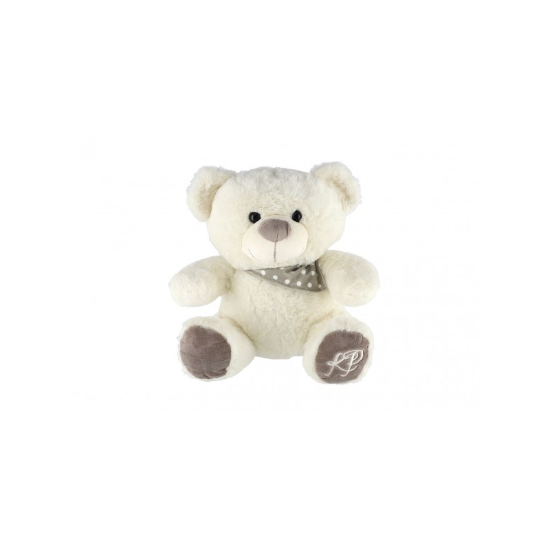 Teddies Medvěd/Medvídek sedící se šátkem plyš 35cm bílý v sáčku 0+ 56800287-XG