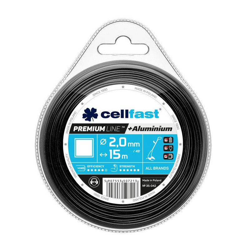 Cellfast Žací lanko čtverec PREMIUM + hliníkové částice 2,0mm x 15m 35-042-CF