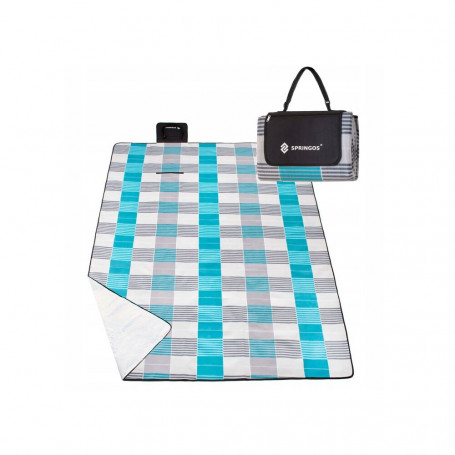 Pikniková deka 300x200 cm, modro-šedá SPRINGOS LINES