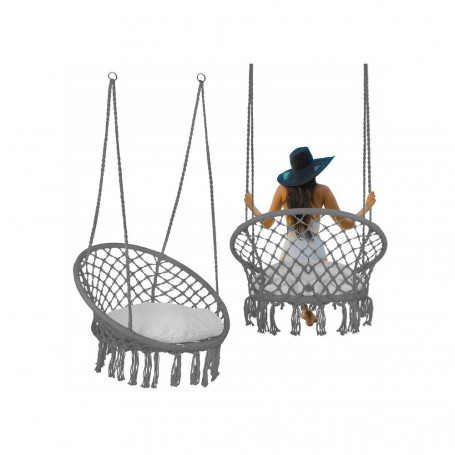 Houpací křeslo s polštářem 80 cm, tmavě šedé SPRINGOS NATALI