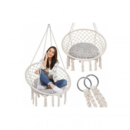 Houpací křeslo s polštářem 80 cm, béžové SPRINGOS NATALI