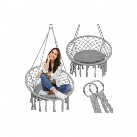 Houpací křeslo s polštářem 80 cm, šedé SPRINGOS NATALI