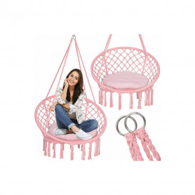 Houpací křeslo s polštářem 80 cm, růžové SPRINGOS NATALI