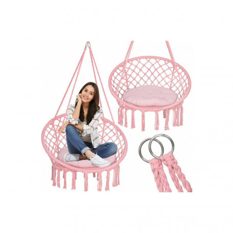 Houpací křeslo s polštářem 80 cm, růžové SPRINGOS NATALI