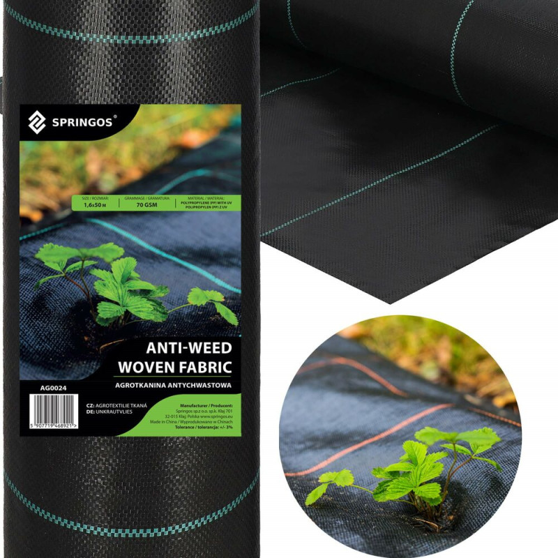 SPRINGOS Agrotextilie proti plevelu 1,6m x 50m, zesílená, černá SPRINGOS AG0024 AG0024-XG