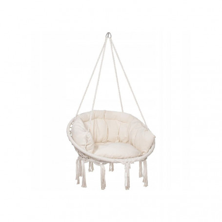 Houpací křeslo s polštářem 80 cm, béžové SPRINGOS EVELINE