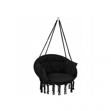 Houpací křeslo s polštářem 80 cm, černé SPRINGOS EVELINE