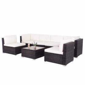 Ratanový set zahradního nábytku, hnědý SPRINGOS COSTA DE BLANCA 6