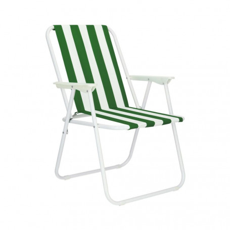 Zahradní křeslo SPRINGOS MALAGA zeleno-bílé pruhy