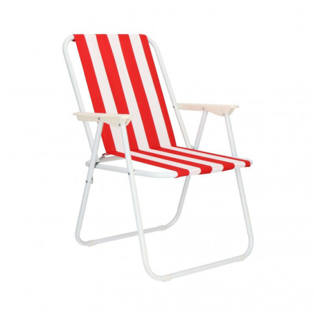 Zahradní křeslo SPRINGOS MALAGA červeno-bílé pruhy