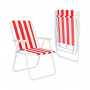 Zahradní křeslo SPRINGOS MALAGA červeno-bílé pruhy