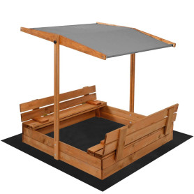 Dětské pískoviště se stříškou 120x120 cm SPRINGOS + plachta a podložka