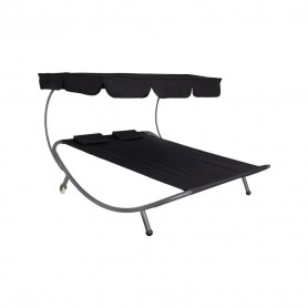 Dvoumístné zahradní lehátko se stříškou SPRINGOS IBIZA černé