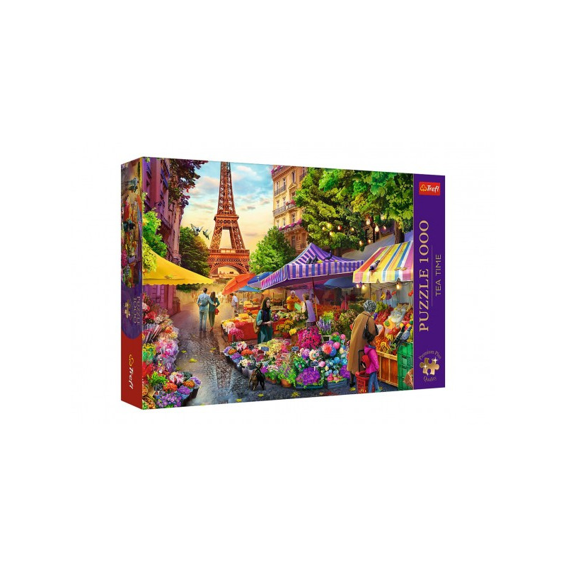 Trefl Puzzle Premium Plus - Čajový čas: Květinový trh, Paříž 1000 dílků 68,3x48cm v krabici 40x27x6cm 89010799-XG