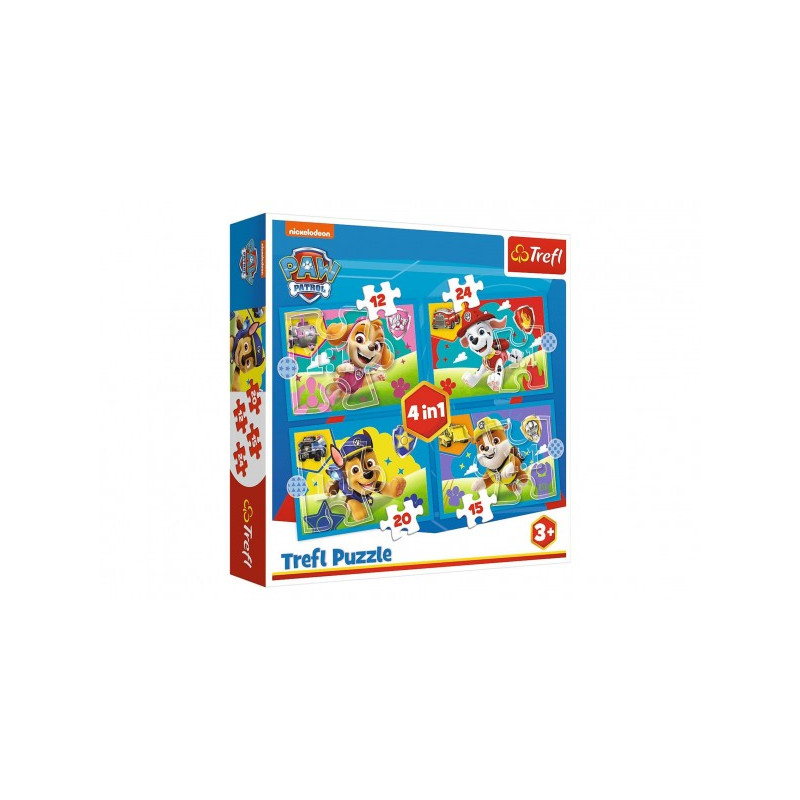 Trefl Puzzle 4v1 Štěňata v běhu Tlapková patrola/Paw Patrol 28,5x20,5cm v krabici 28x28x6cm 89034628-XG