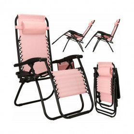 Zahradní polohovací křeslo SPRINGOS ZERO GRAVITY světle růžové